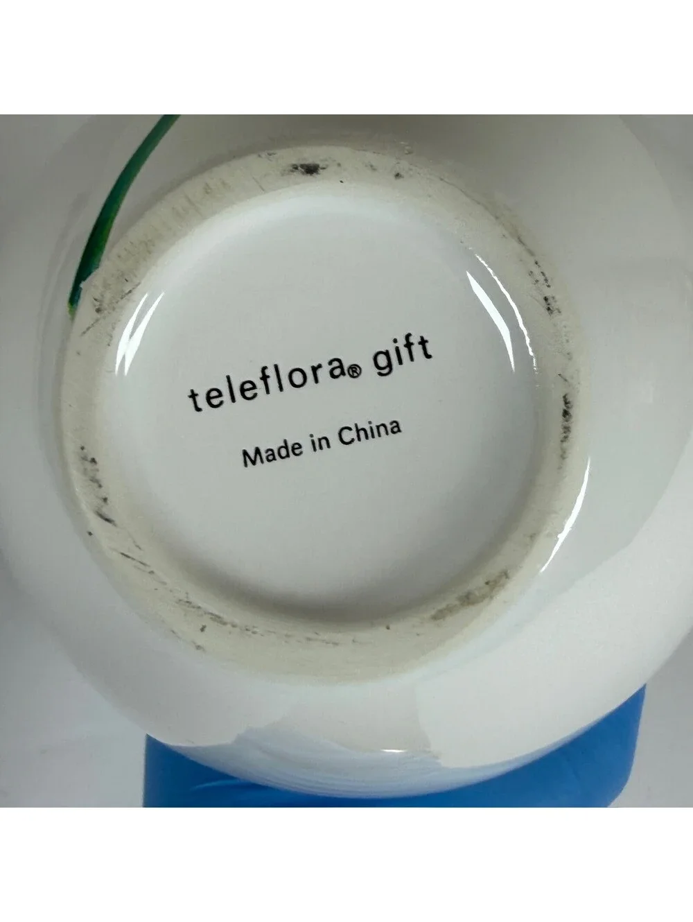 Teleflora White Ceramic Vase Pink Flower Floral Design C-8